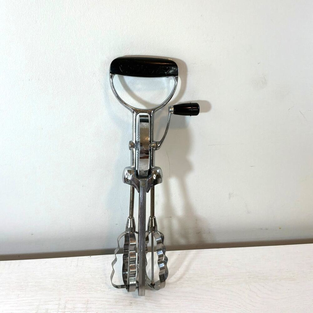 Vintage Flint Ekco Best Hand Crank Egg Beater Stainless Steel Mixer